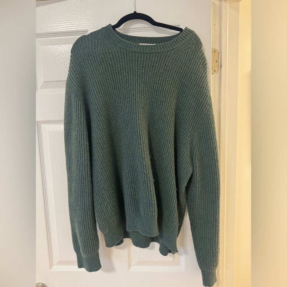 Madewell Men's Crew Neck Green Knit Sweater